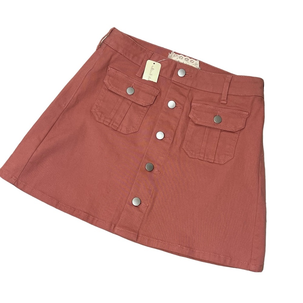 Altar’d State Button Front Denim Skirt
